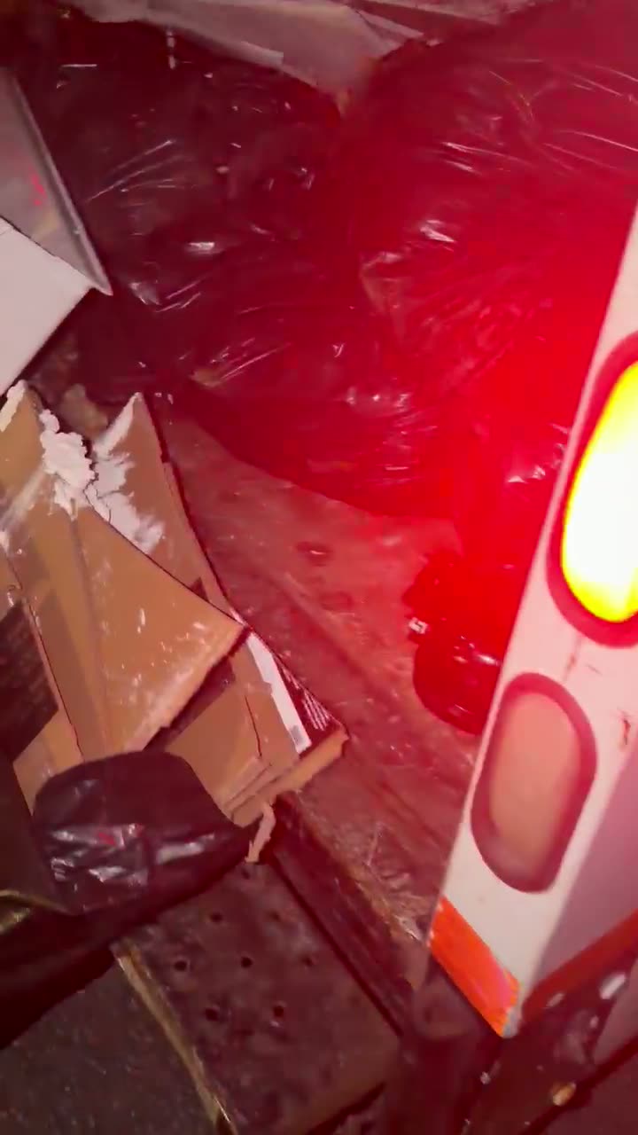 B.L.O.O.M. Entity truck bed loaded with bagged debris and cardboard hauled away the same night